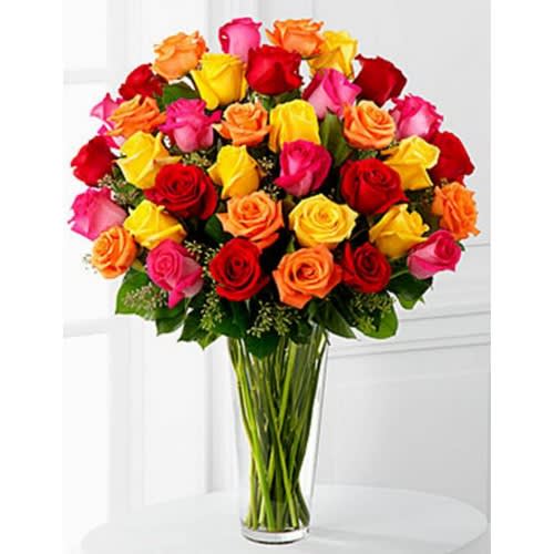 36 Mixed Colored Roses Flower Bouquet