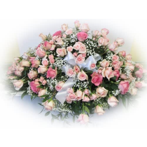 100 Pink Rose Casket Spray