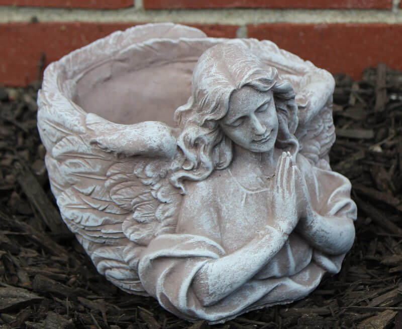 Potted Angel Bust Stone Planter