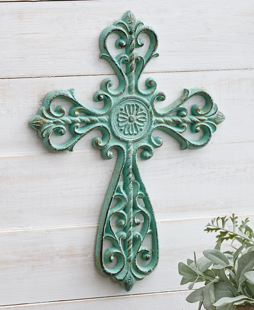 Cast Iron Cross in Teal or Cream