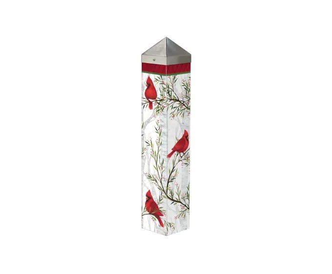 Cardinals in Birch 20" Art Pole Flower Bouquet