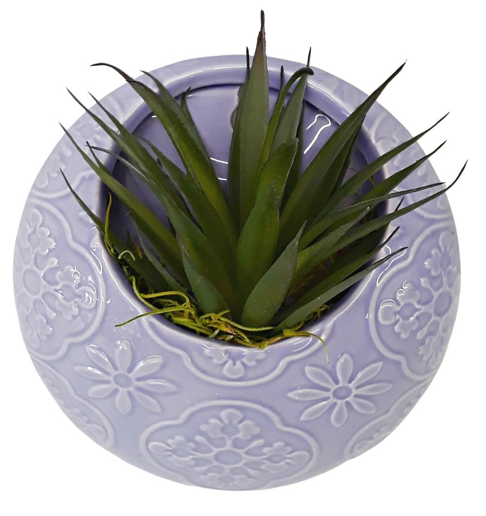 Lavender Wall Planter with Faux Succulent PL-964