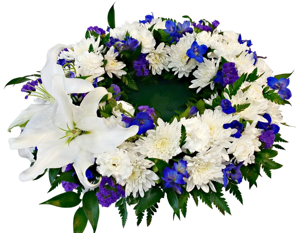 Blue and White Elegance Urn Wreath FW-623