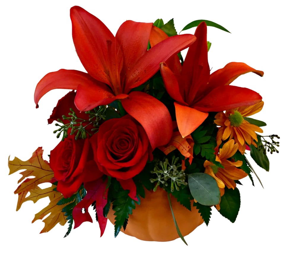 Autumn Lily & Roses Pumpkin IF-826 Flower Bouquet