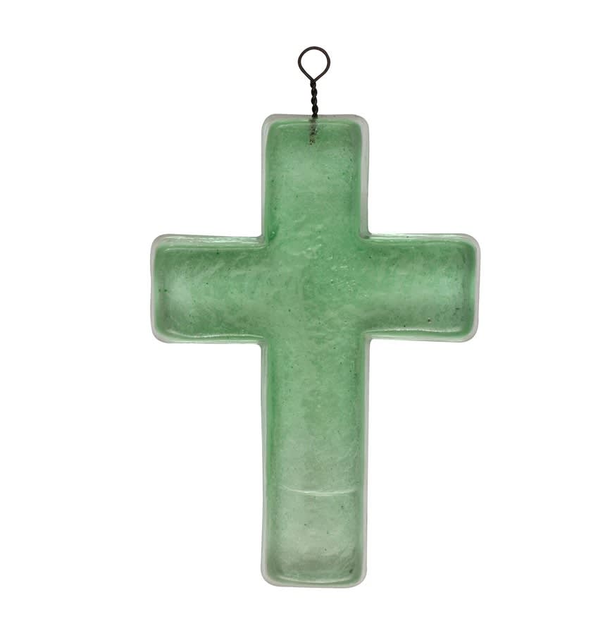 Recycled Glass Hanging Cross