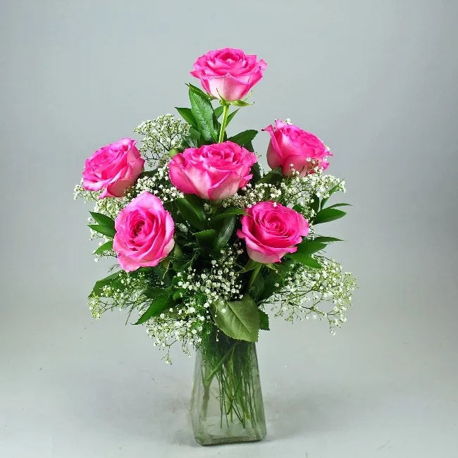 Pink Roses Half Dozen Flower Bouquet