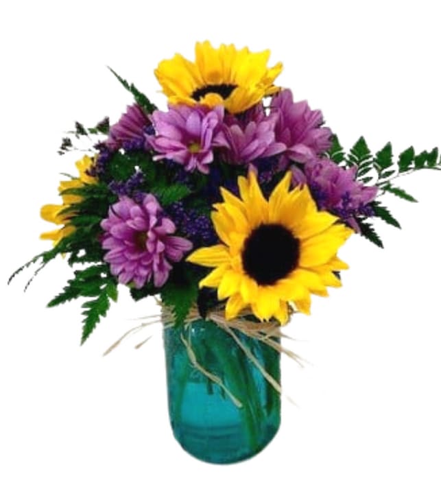 Mason Jar Sunflowers V-1135 Flower Bouquet