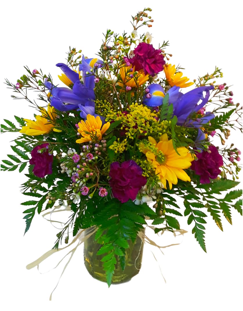 Mason Jar Full of Wildflowers V-1343 Flower Bouquet