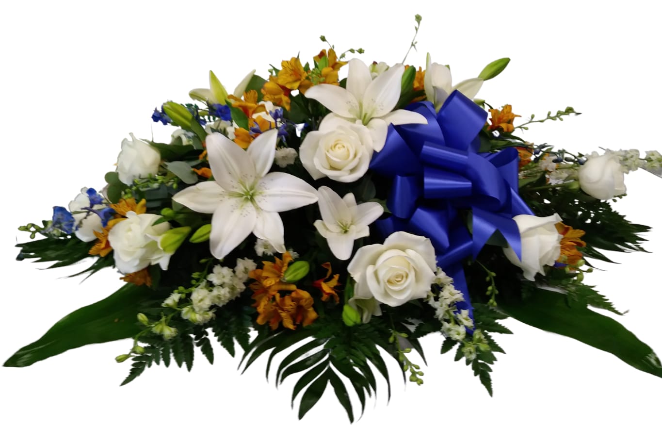 Elegant Blue Tribute Casket Spray FC-310