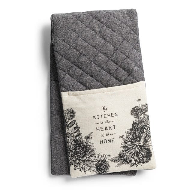 The Kitchen is the Heart Double Oven Mitt Flower Bouquet