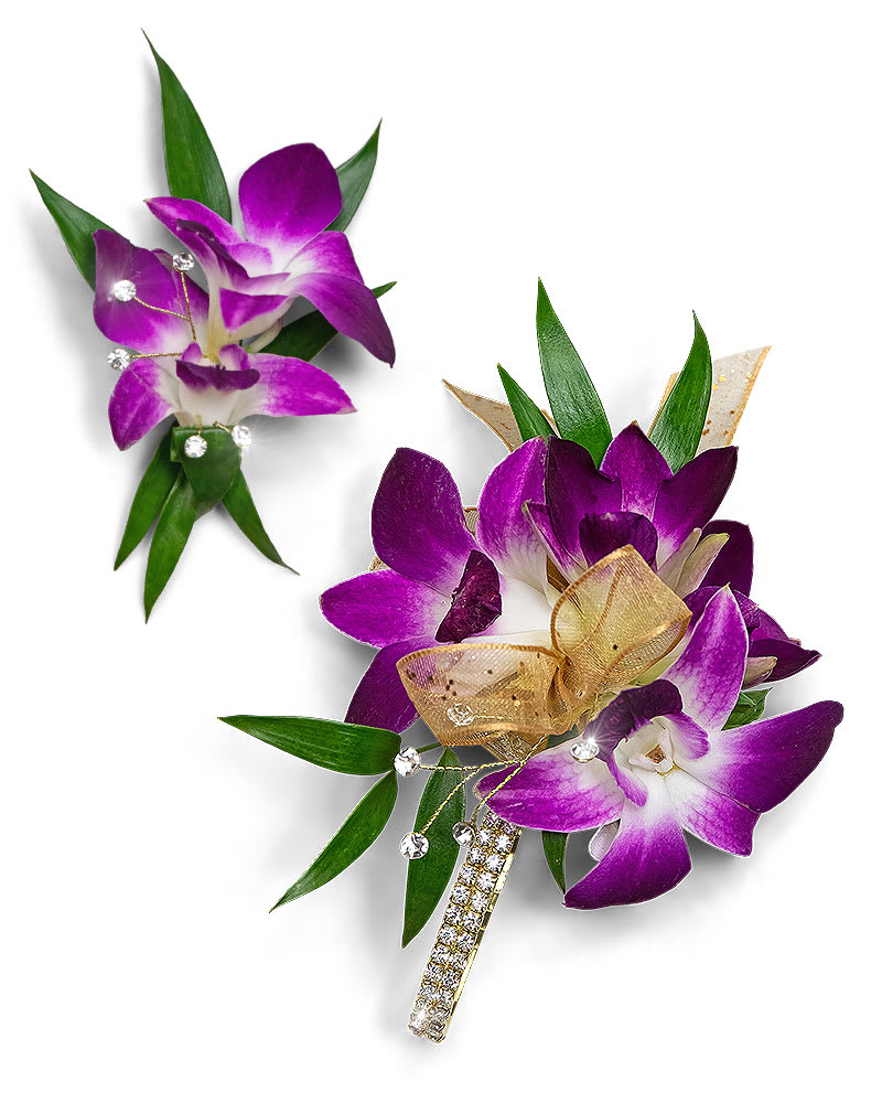Wanderlust Corsage and Boutonniere Set Flower Bouquet