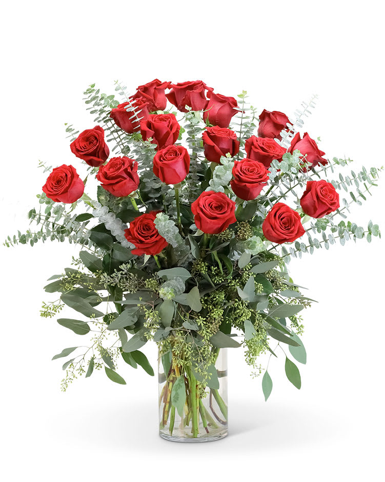 Red Roses with Eucalyptus Foliage (18)