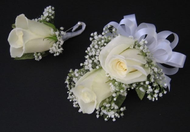 Rose Double Corsage and Bout Flower Bouquet