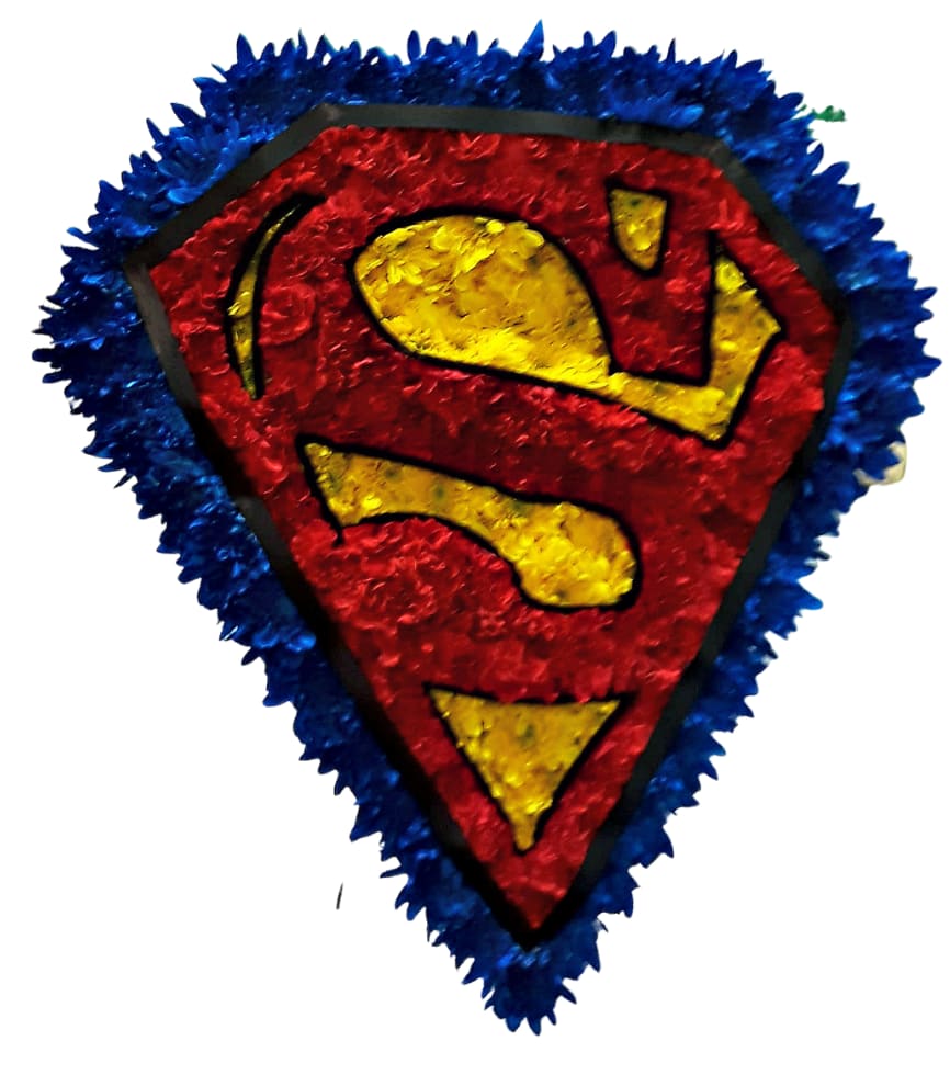 Custom Superman Shield Floral Tribute FW-609 *NEED 7 DAYS ADVANCE NOTICE* Flower Bouquet