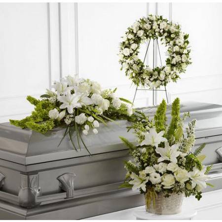 White Funeral Set Flower Bouquet
