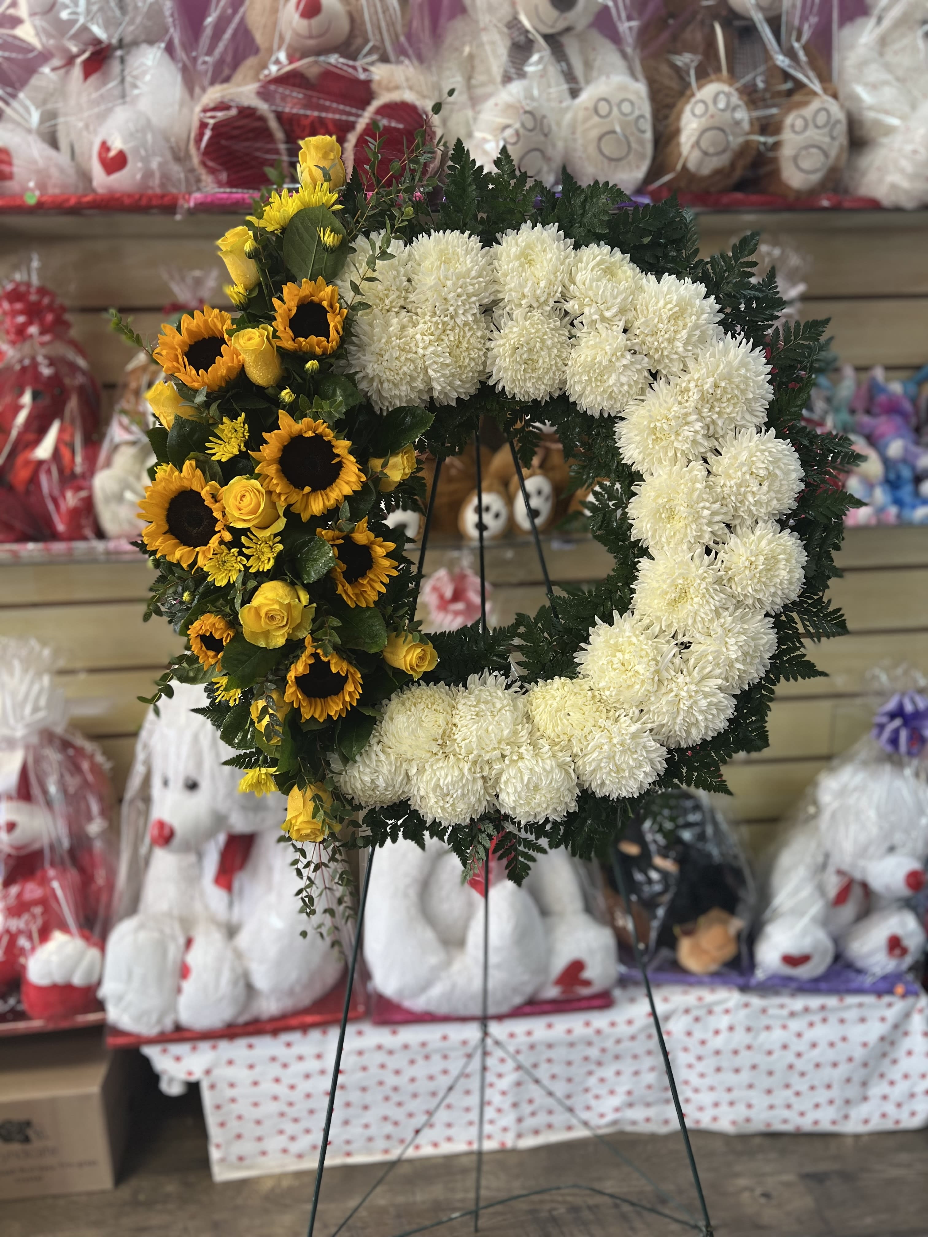 A Touch Of Sunshine Standing Wreath  Flower Bouquet