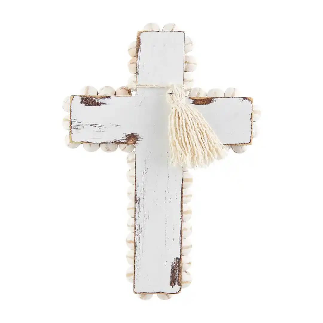 Small wood bead cross