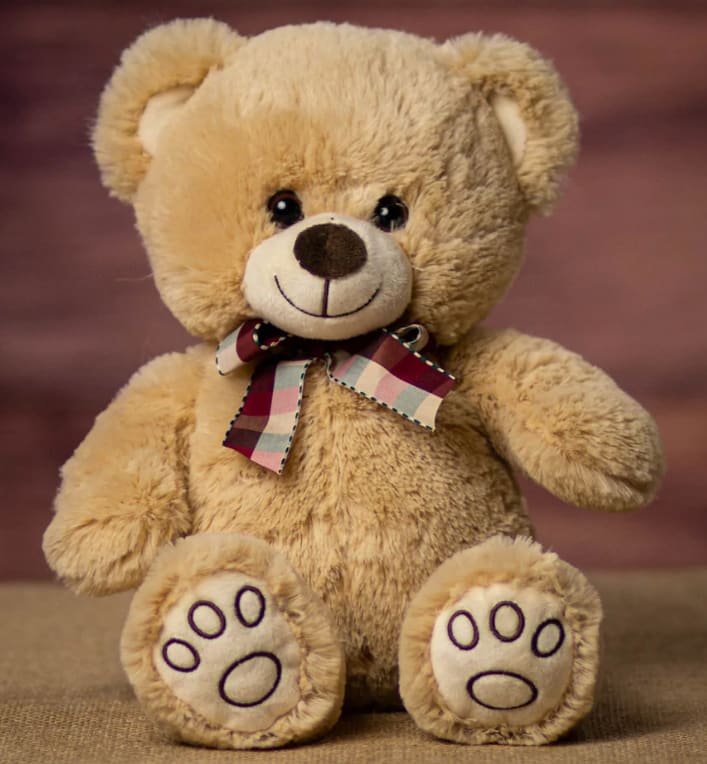 13" Paw Print Teddy Quartet  Tan Flower Bouquet