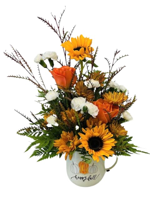 “Happy Fall” Mug Arrangement IF-5006 Flower Bouquet