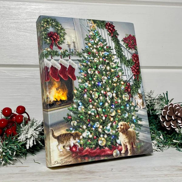 Merry And Bright - Lighted Tabletop Canvas 8x6