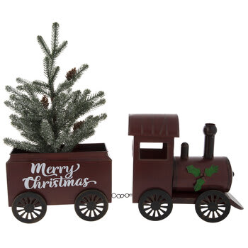 Merry Christmas Metal Train Flower Bouquet