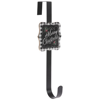 Merry Christmas Buffalo Check Wreath Hanger
