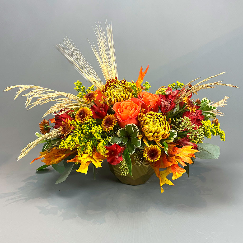 Golden Amber Fall Centerpiece Flower Bouquet