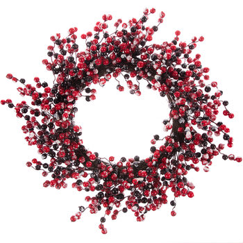 28" Frosted Crabapple Wreath Flower Bouquet