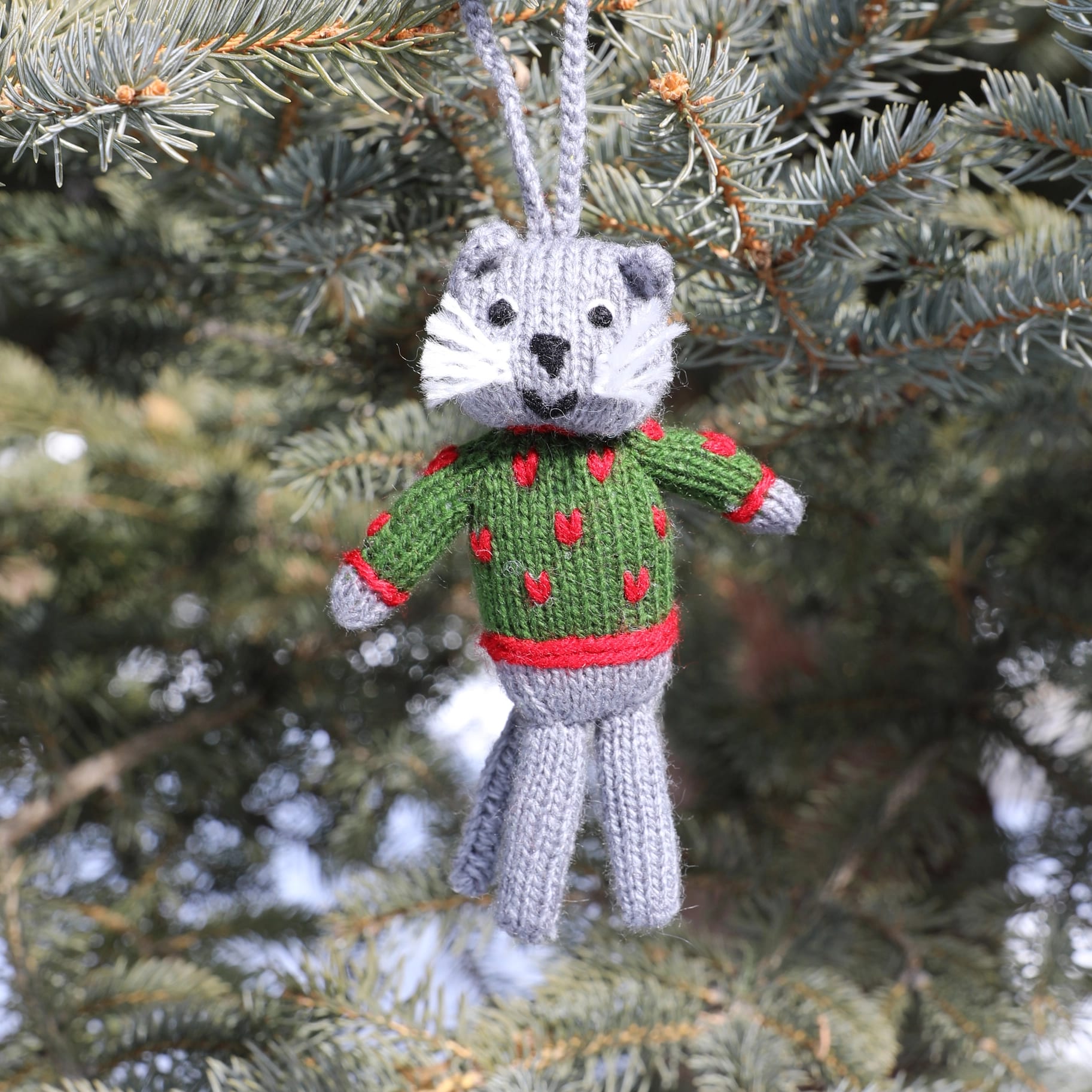 Hand-Knit Cat Ornaments Flower Bouquet
