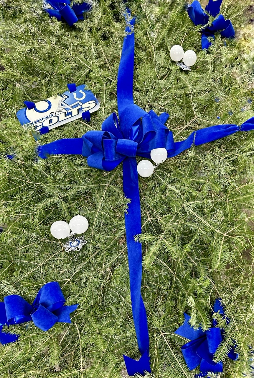 Colts Themed Grave Blanket Flower Bouquet