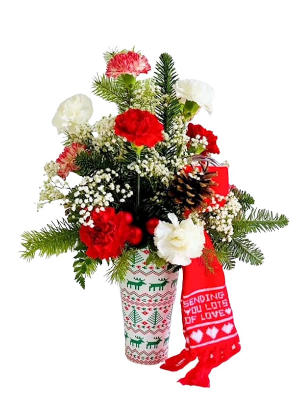 Ugly Sweater Thermal Cup Flower Bouquet