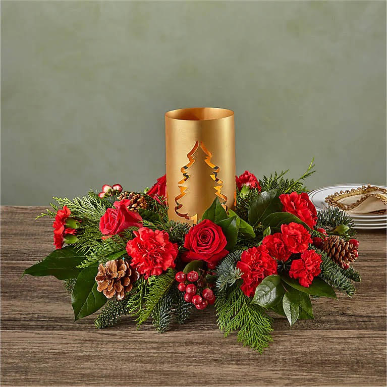 Evergreen Glow Centerpiece Flower Bouquet