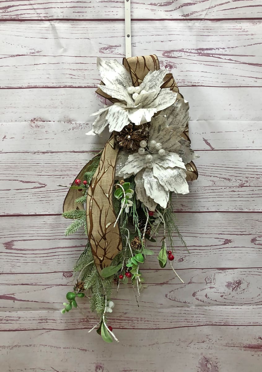 Birch Poinsettia Silk (Artificial) Swag