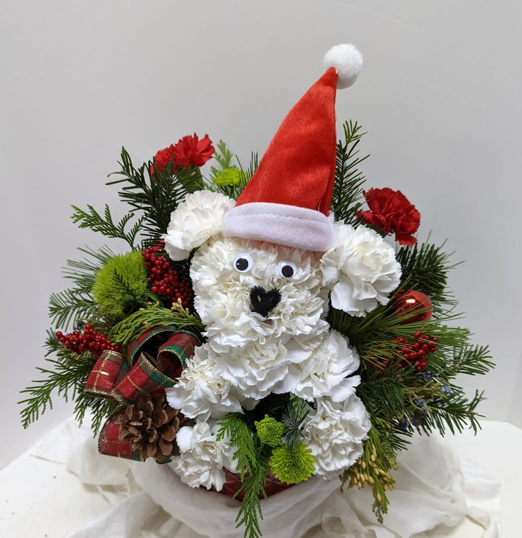 Santa Puppy Flower Bouquet