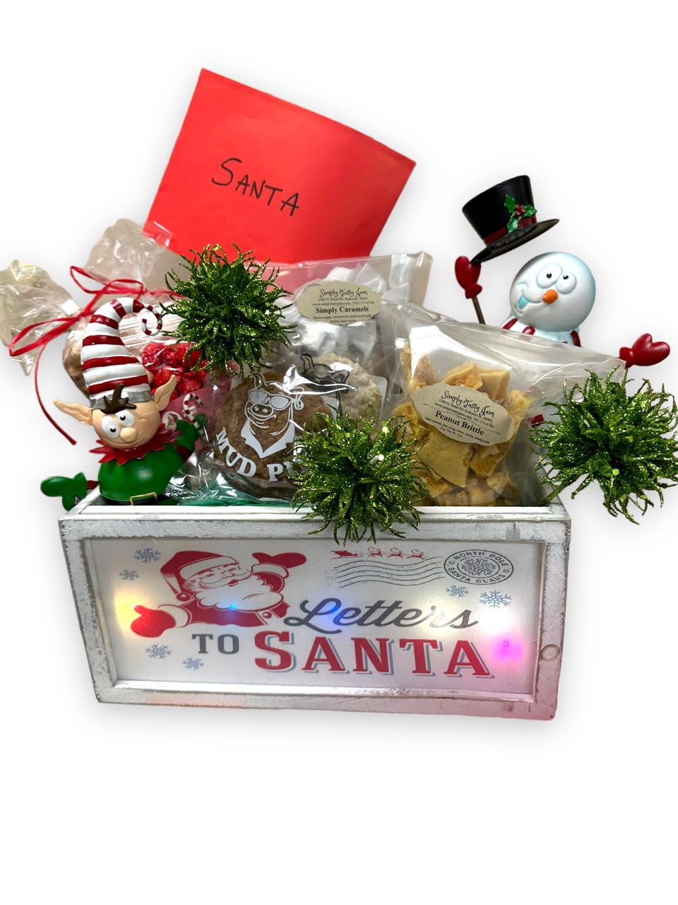 Letters to Santa Snack Basket Flower Bouquet
