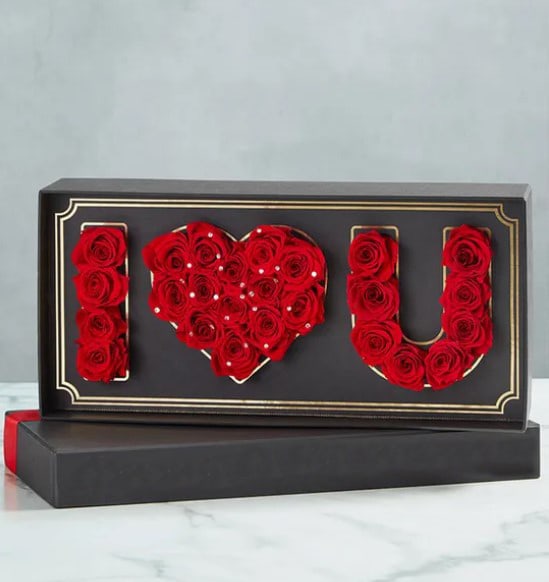 I LOVE YOU  Roses box Flower Bouquet