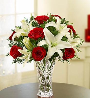 Lenox Crystal Vase Holiday Arrangement Flower Bouquet