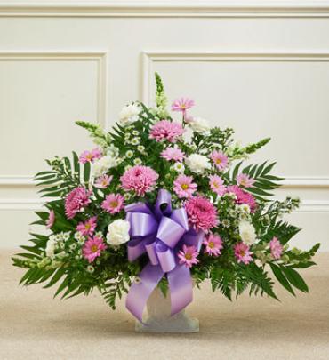 Tribute Lavender & White Floor Basket Arrangement Flower Bouquet