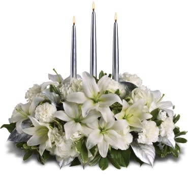 Silver Elegance Centerpiece Flower Bouquet