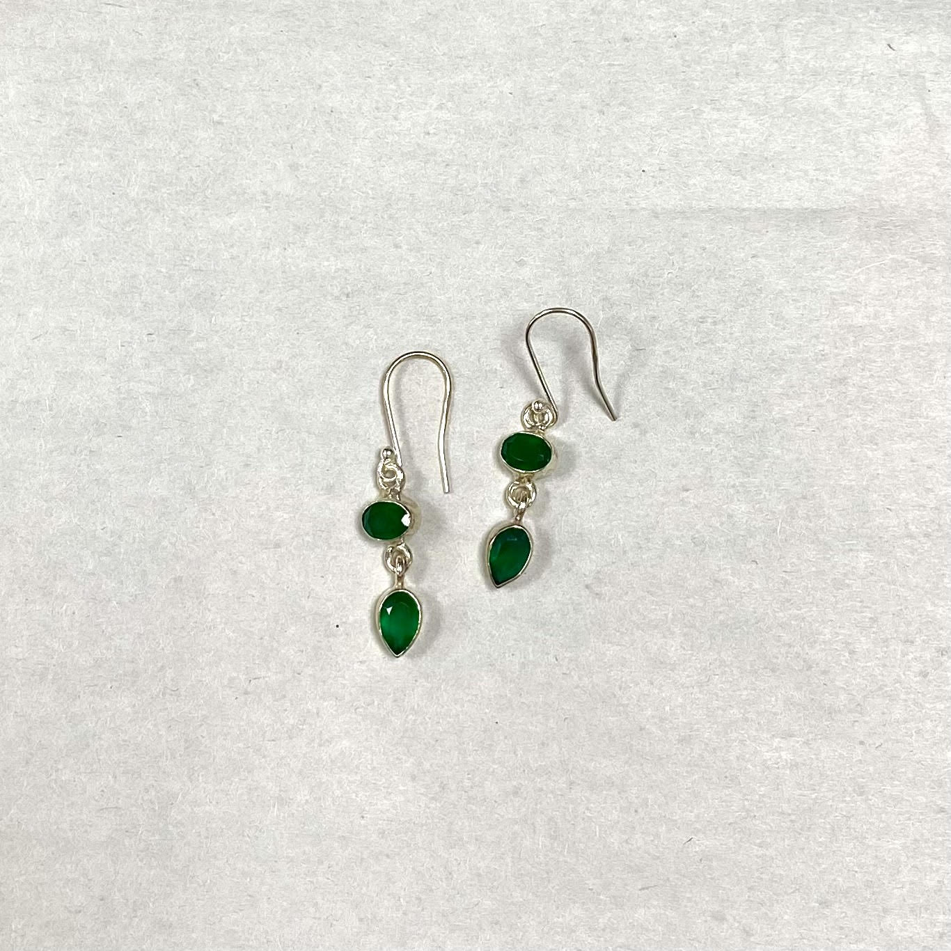 Dark Green Onyx Sterling Silver Earrings