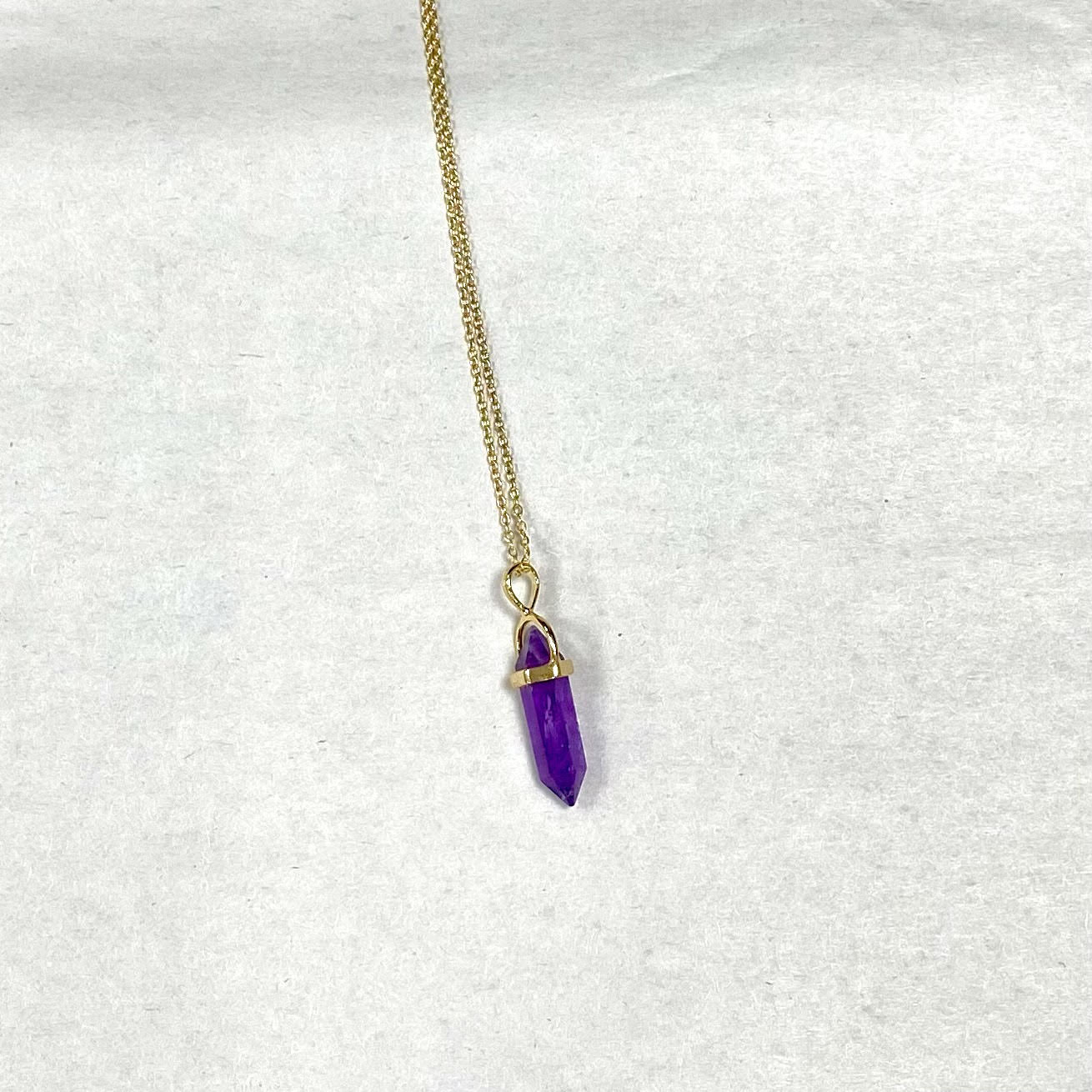 Amethyst Point Gold Over Silver Necklace 