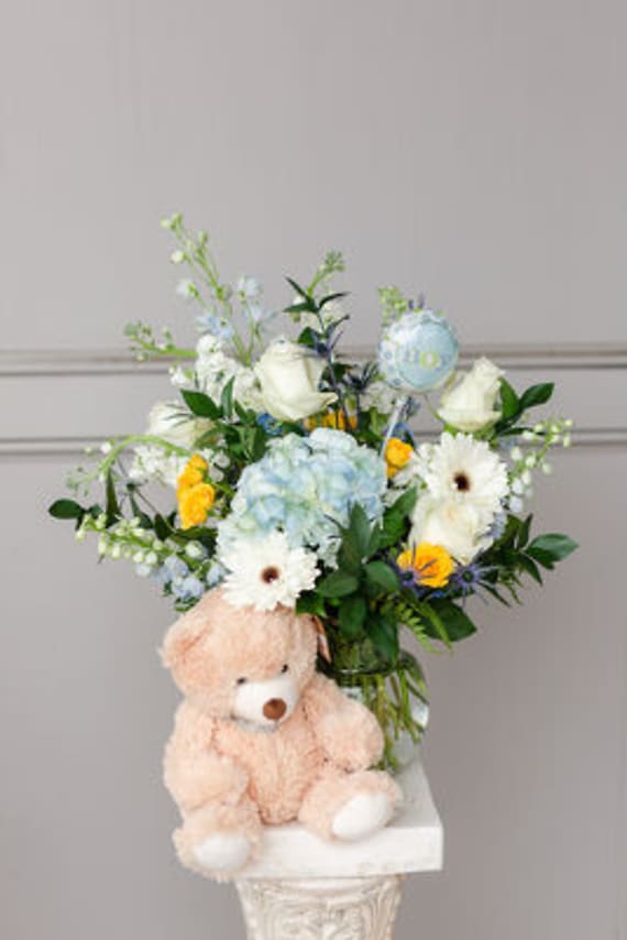 Baby Bear and Vase Flower Bouquet