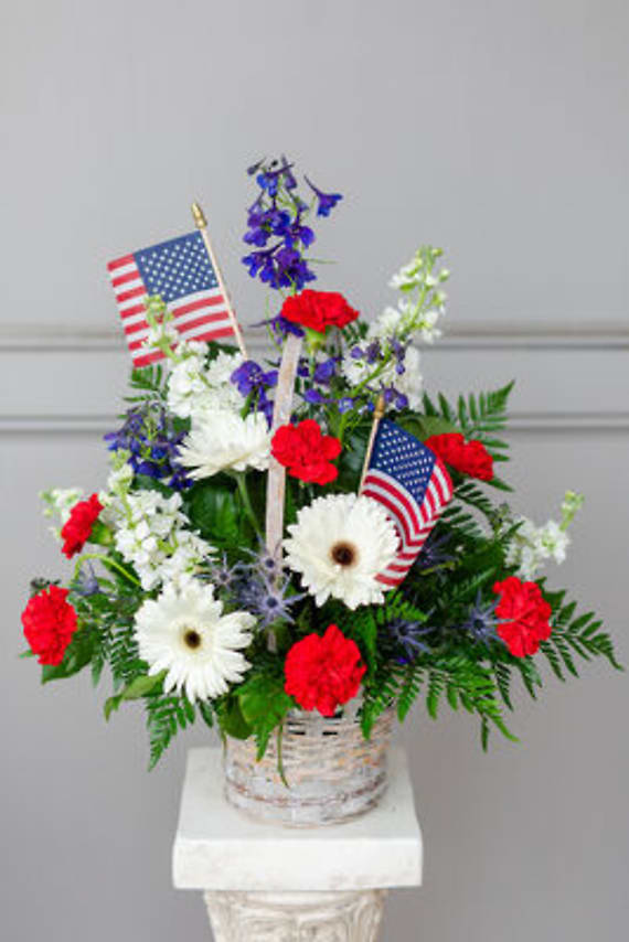 American Glory Basket Flower Bouquet