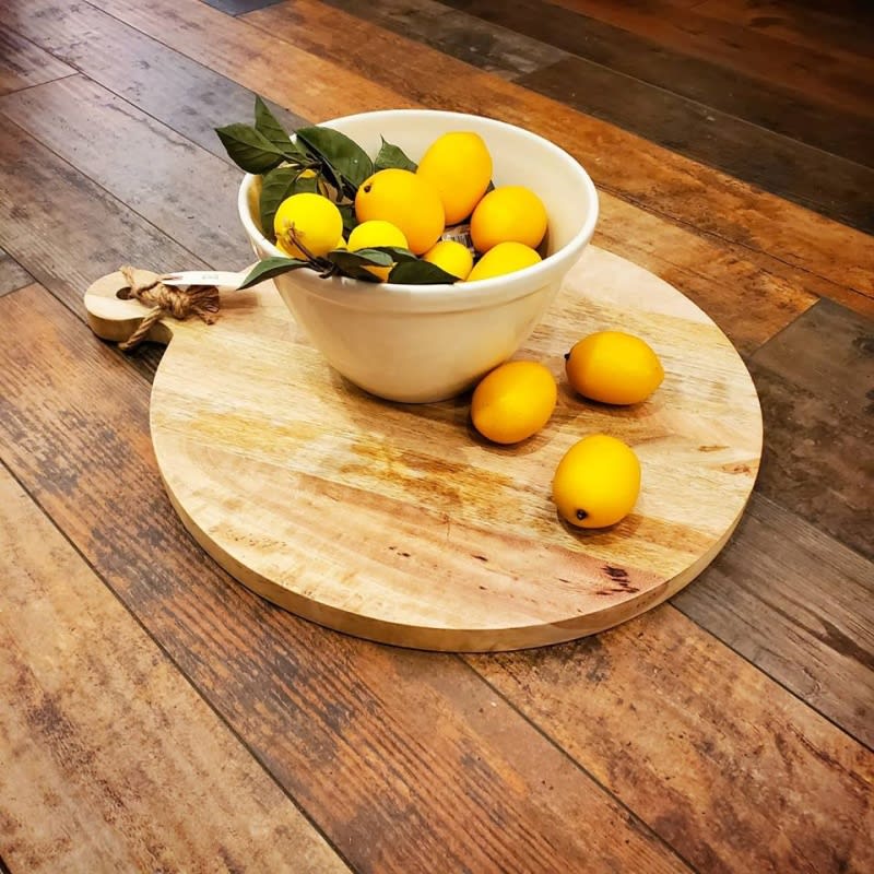Large Round Hardwood Cutting Board Flower Bouquet