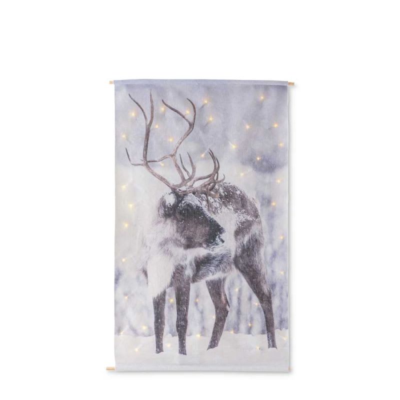 Elk Banner, Canvas Scroll with LED Lights Flower Bouquet