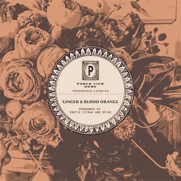 Ginger & Blood Orange Candle, Porch View Home Flower Bouquet