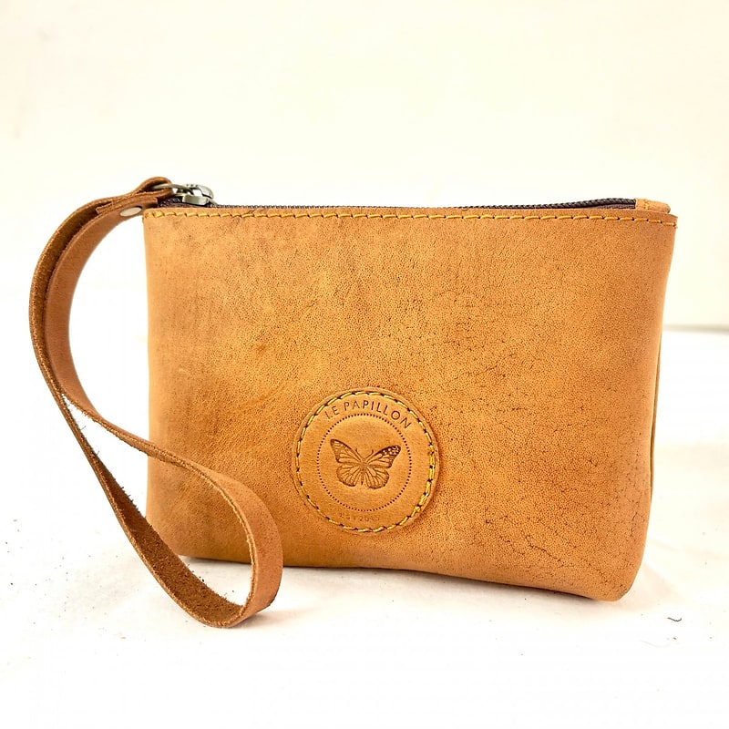 Le Papillon, Small Pouch #1 with Wrist Band Flower Bouquet