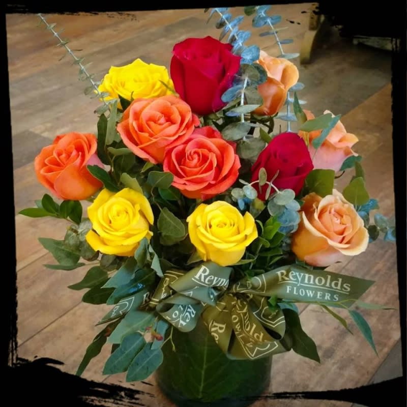 Dozen (12) Fire Rose Compact Vase