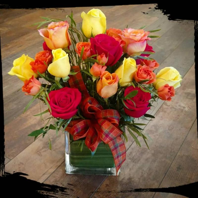 Autumn Rose Cube Bouquet
