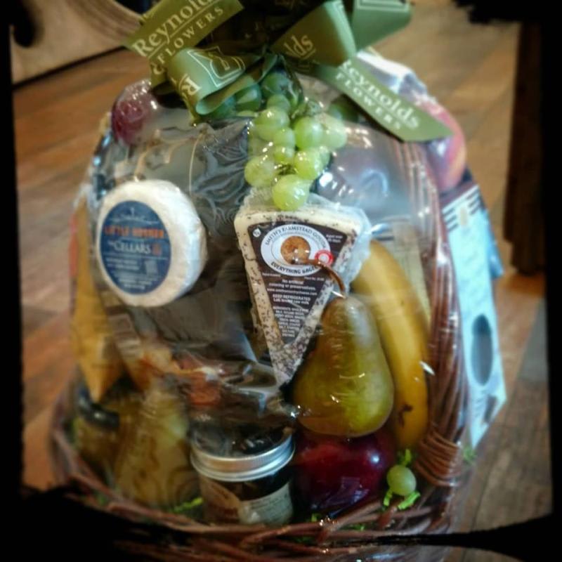 Cheese Fruit and Wine Grapevine Basket